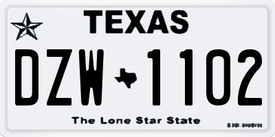 TX license plate DZW1102