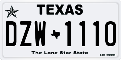 TX license plate DZW1110