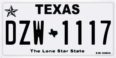 TX license plate DZW1117