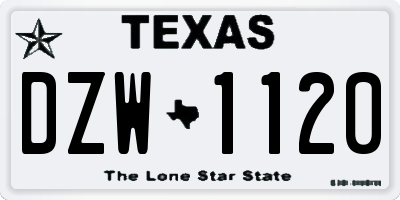 TX license plate DZW1120