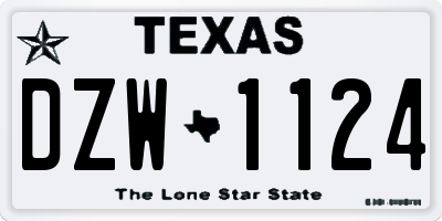 TX license plate DZW1124