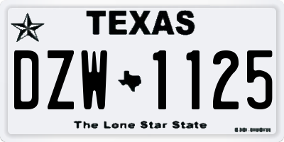 TX license plate DZW1125