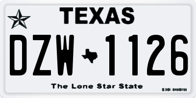 TX license plate DZW1126