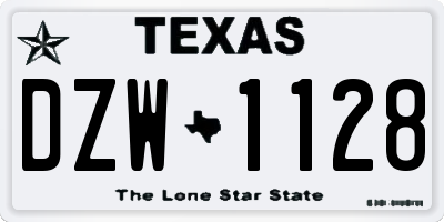 TX license plate DZW1128