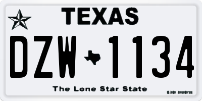 TX license plate DZW1134
