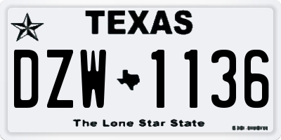 TX license plate DZW1136