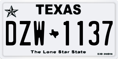TX license plate DZW1137