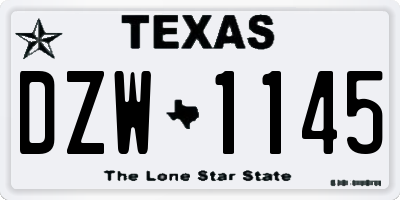 TX license plate DZW1145