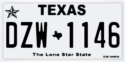 TX license plate DZW1146