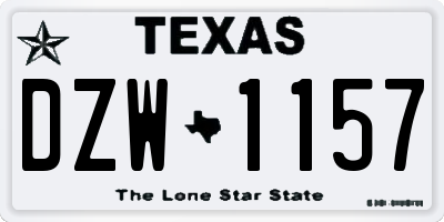 TX license plate DZW1157