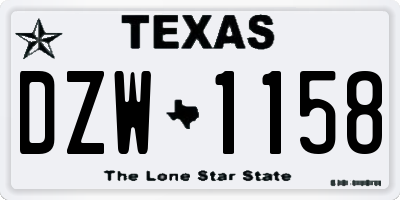 TX license plate DZW1158