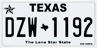 TX license plate DZW1192