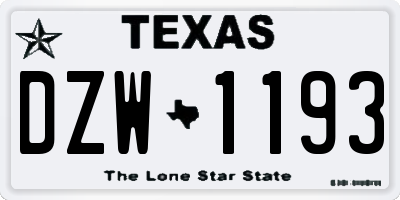 TX license plate DZW1193