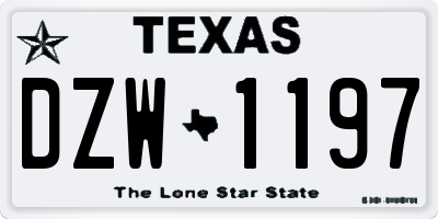 TX license plate DZW1197