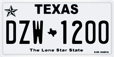 TX license plate DZW1200
