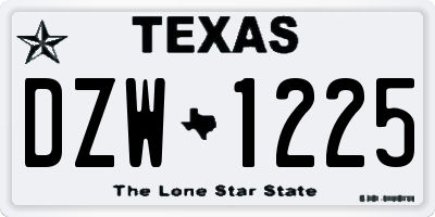 TX license plate DZW1225