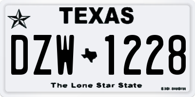TX license plate DZW1228