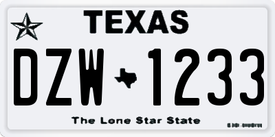 TX license plate DZW1233