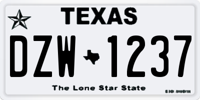 TX license plate DZW1237