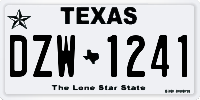 TX license plate DZW1241
