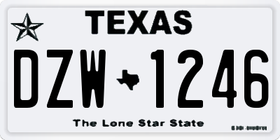 TX license plate DZW1246