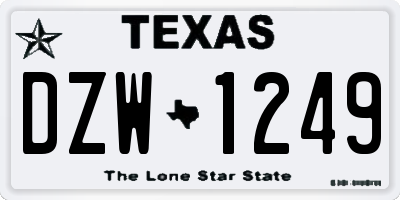 TX license plate DZW1249