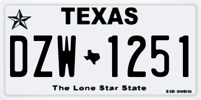 TX license plate DZW1251