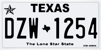 TX license plate DZW1254