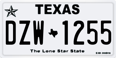 TX license plate DZW1255
