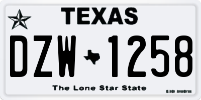 TX license plate DZW1258