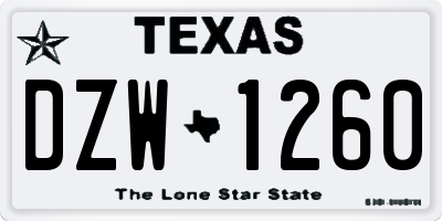 TX license plate DZW1260