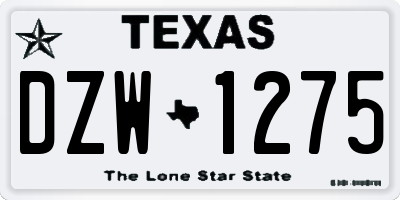 TX license plate DZW1275