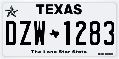 TX license plate DZW1283