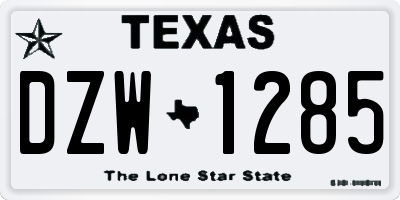 TX license plate DZW1285