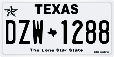 TX license plate DZW1288