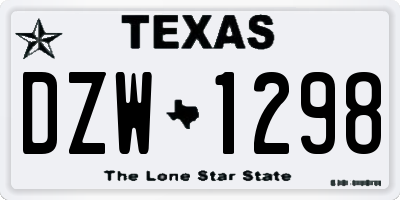 TX license plate DZW1298