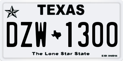 TX license plate DZW1300