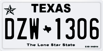 TX license plate DZW1306