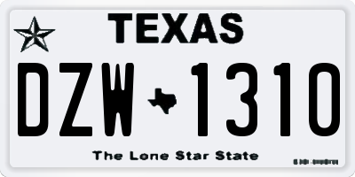 TX license plate DZW1310