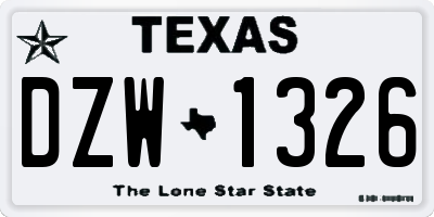TX license plate DZW1326