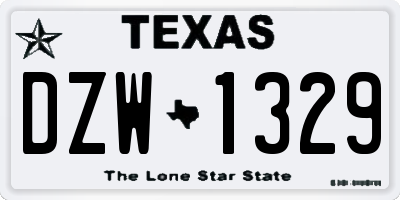 TX license plate DZW1329