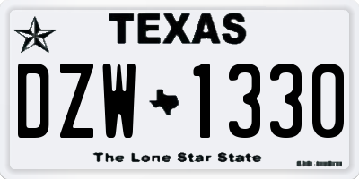TX license plate DZW1330