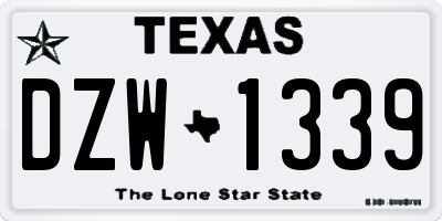 TX license plate DZW1339