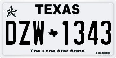 TX license plate DZW1343