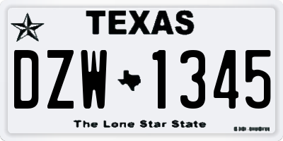 TX license plate DZW1345