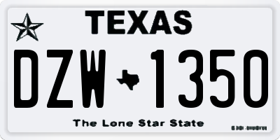TX license plate DZW1350