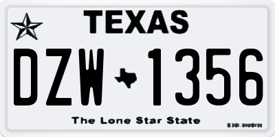 TX license plate DZW1356