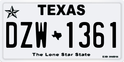 TX license plate DZW1361