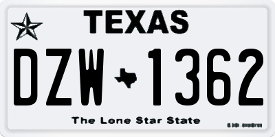 TX license plate DZW1362