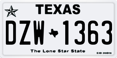 TX license plate DZW1363